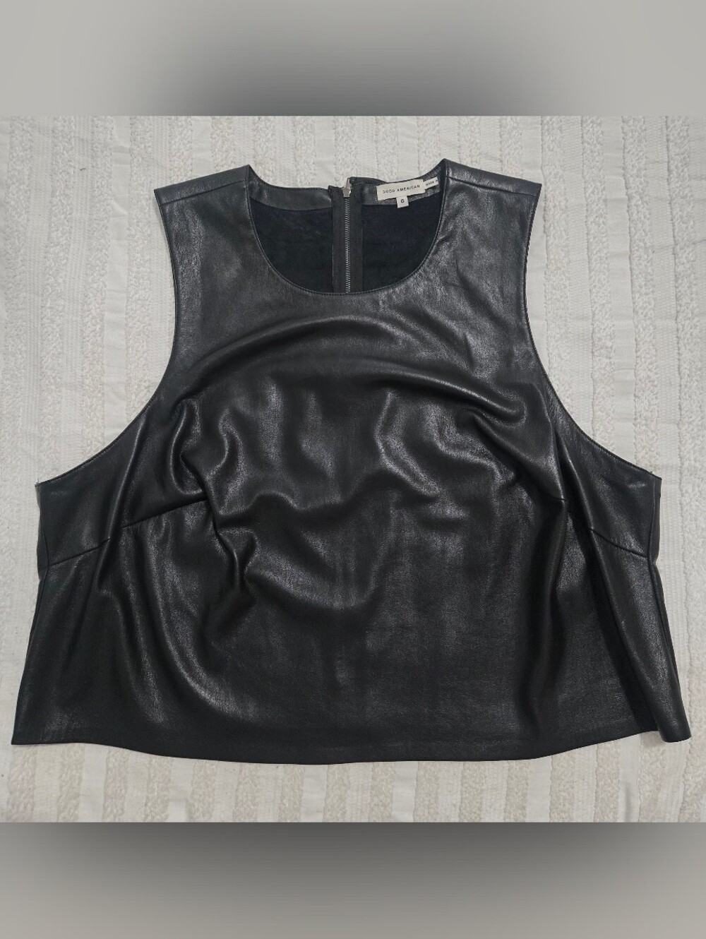 Good American - Better Than Leather Faux Leather Sleeveless Crop Tank - Black